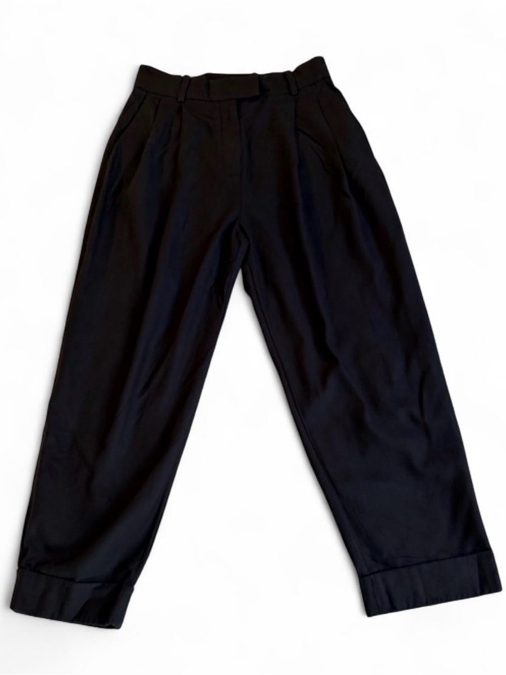 COS Black high rise Pleated Trousers